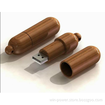 Wooden USB Flash Drive, Cylindrical USB Stick (USB-108)